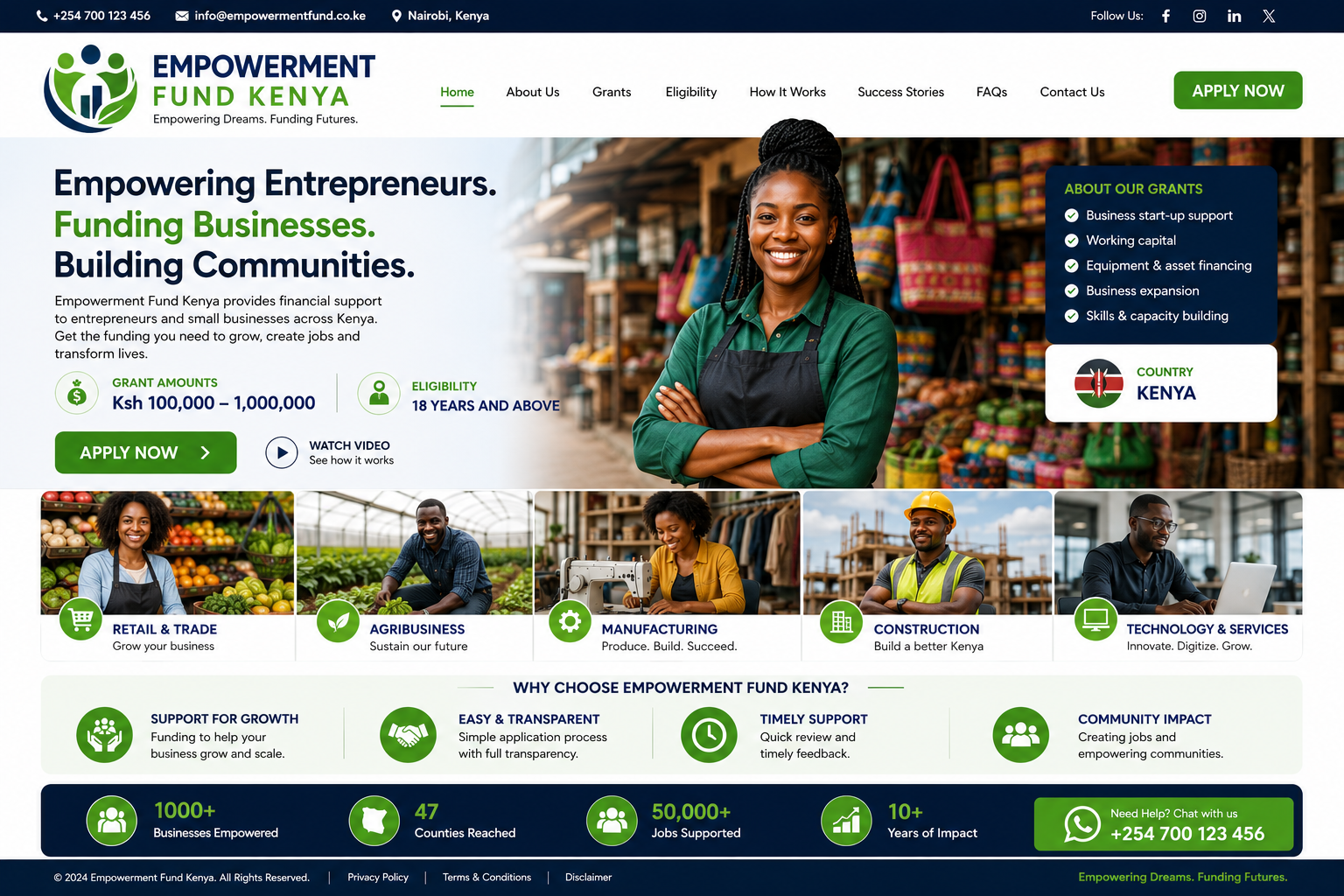 Empowerment Fund Kenya homepage design